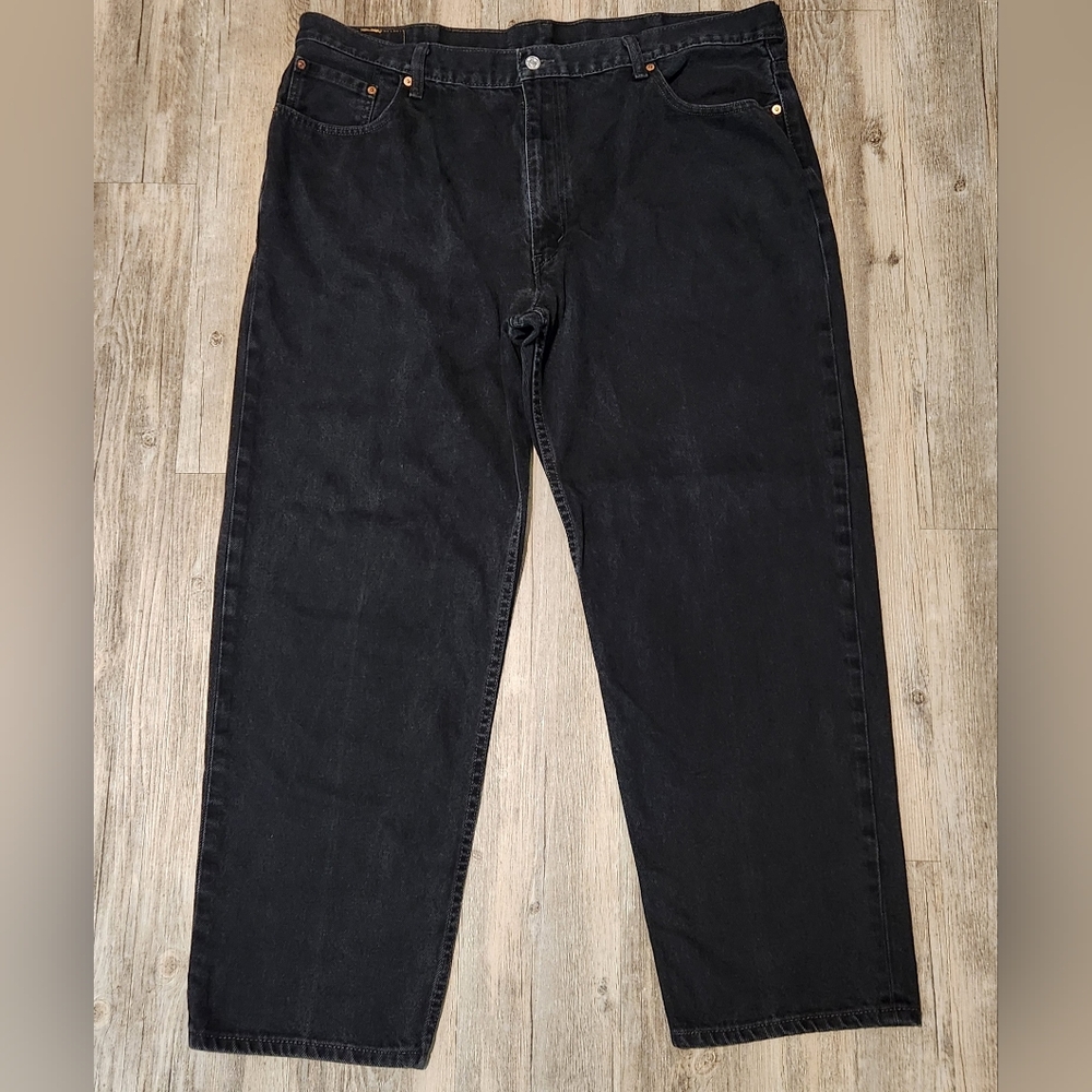 Men's Levi's 550 Relaxed Fit Tapered Leg Black Jeans Size‎ 44x30 fit (44x32)